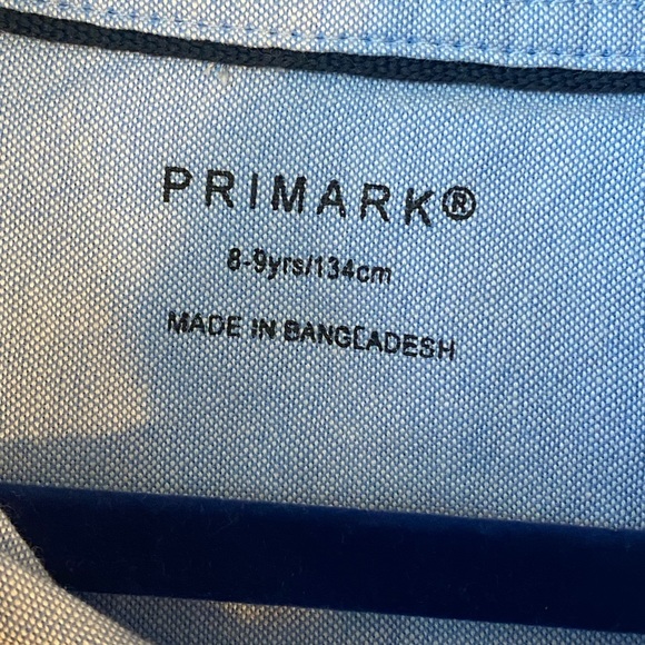 NWT Primark Blue Traditional Long Sleeve Button Down Shirt, size 8/9 - Picture 4 of 7